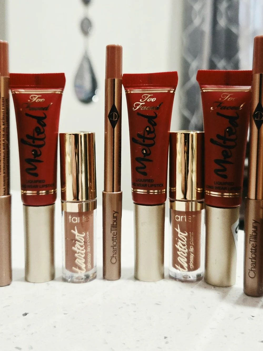 10 Piece Too Faced Melted Liquid Lipstick, Tarte Gloss & Tilbury Lip Liner Set